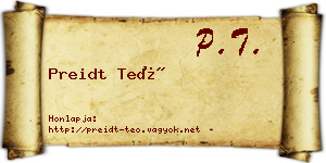 Preidt Teó névjegykártya